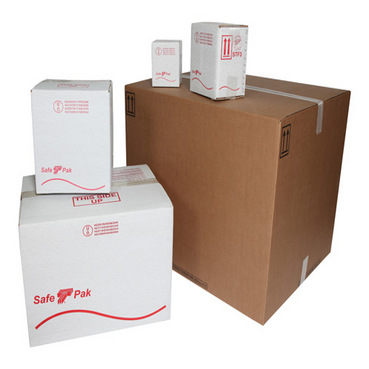 5 cardboard boxes for transporting dangerous good in different sizes