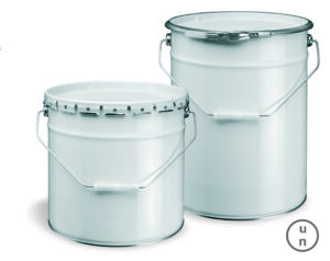 Two metal pails of different sizes and different closure types